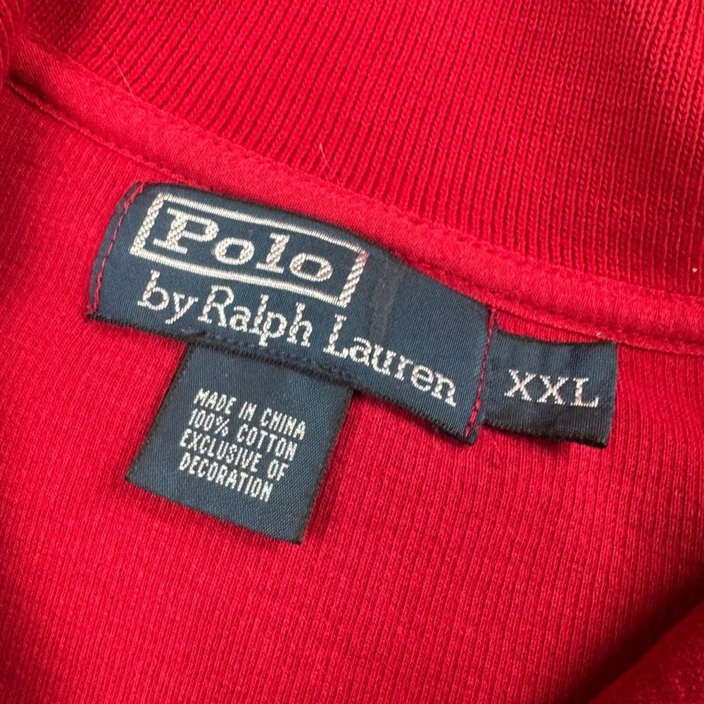 Polo Ralph Lauren Men's XXL Quart Zip Red Pullover Sweater 100% Cotton